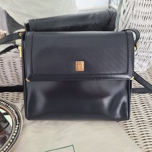 Vintage Gucci Navy Blue Leather Crossbody Bag